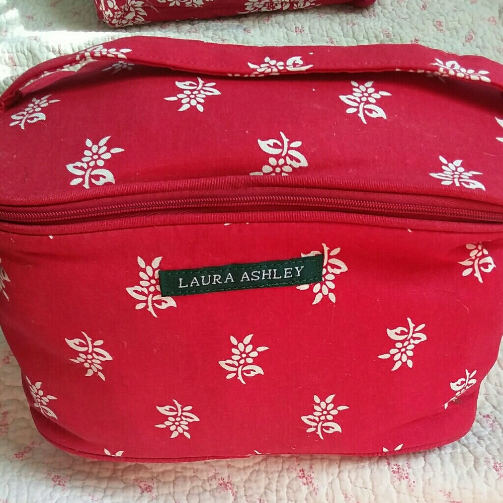 Laura Ashley Red Makeup Travel Bag/Tote